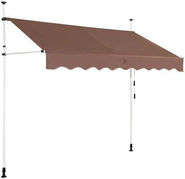 Klemmmarkise 350 cm breit Balkonmarkise ohne Bohren UV-beständig höhenverstellbar Braun