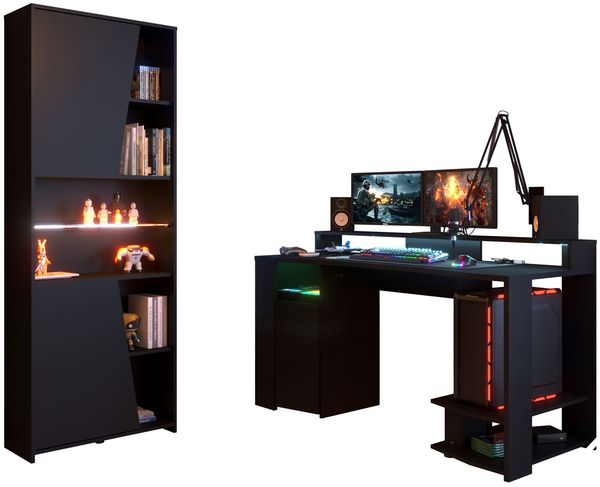 Gaming Schreibtisch Parisot Gaming 2-tlg. Holznachbildung Schwarz