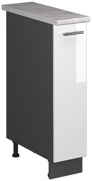 Apothekerschrank Fame-Line Weiß Hochglanz/Anthrazit 20 cm, AP Marmor Vicco