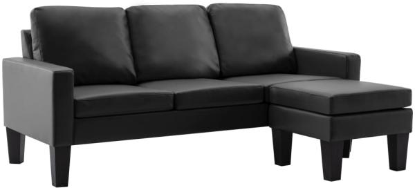 vidaXL 3-Sitzer-Sofa mit Hocker Schwarz Kunstleder 288767