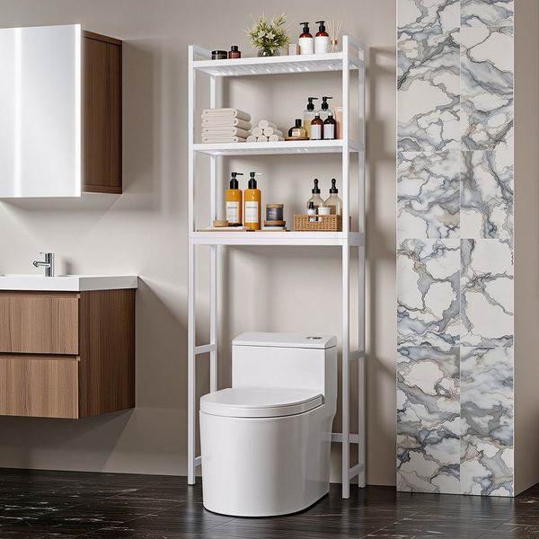 Bealife Badregal Toilettenregal/Waschmaschinenregal aus Bambusholz mit 3 Etagen