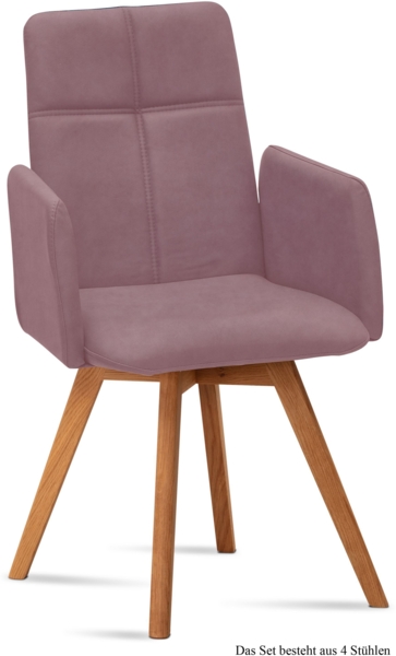 Armlehnstuhl (4er-Set) Dinah 52 x 92 x 60 Eiche geölt/Rosewood