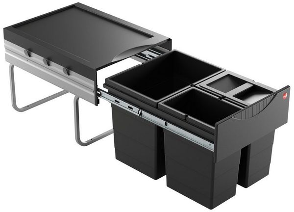 HAILO RAUMSPAR TANDEM 18/8,5/8,5/D dunkelgrau mit 35 Liter Abfallvolumen / ab 40 cm Schrankbreite