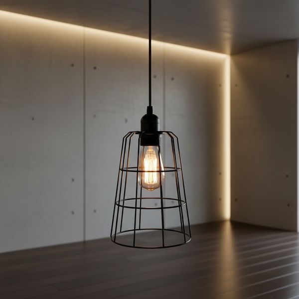Hängelampe Deckenlamp Deckenleuchter 15x15x20 cm E14 Metall Schwarz Skandi Retro