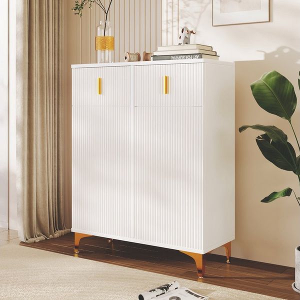 Furnishings Home Schuhschrank Sideboard/Schuhschrank mit Schubladen Einlegeböden und vergoldeten (1-St)
