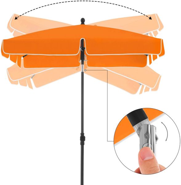 Songmics Sonnenschirm mit Aufbewahrungstasche, ohne Ständer, UPF 50+, Stahl / Polyester, Orange, 200 x 125 cm Bild 3
