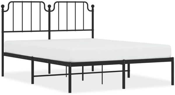 Doppelbett, Bettgestell Modernen mit Kopfteil Metall Schwarz 140x190 cm d479e
