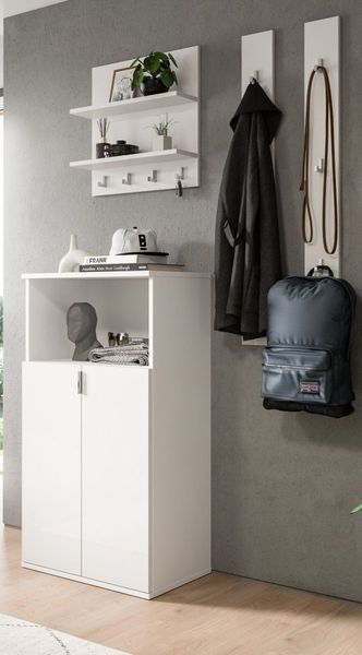 Garderobe Set 4-teilig SystemX in weiß Hochglanz 117 cm