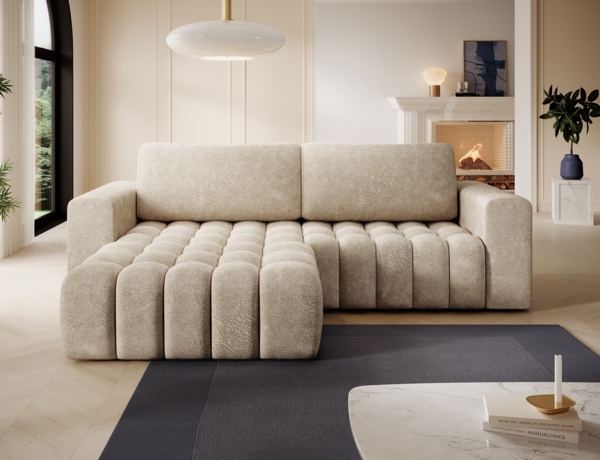 Eltap 'Bonett' Ecksofa mit Schlaffunktion, 92 x 175 x 250 cm, Beige, Links