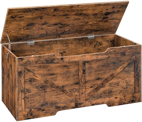 HOOBRO Truhenbank mit Stauraum Sitzbank Spielzeugkiste 110cm Dunkelbraun