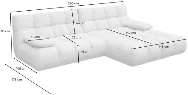KAWOLA Sofa VIVIEN Ecksofa Velvet oliv Longchair rechts 85 x 178 x 290 cm Bild 8