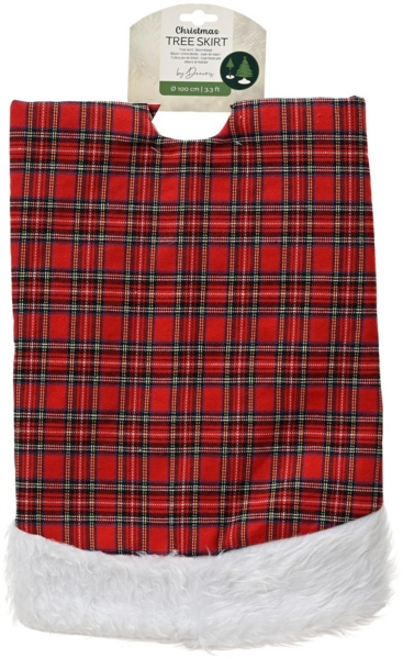 Kaemingk Weihnachtsbaumdecke, Weihnachtsbaumdecke 90cm mit Karomuster Rot / Weiß