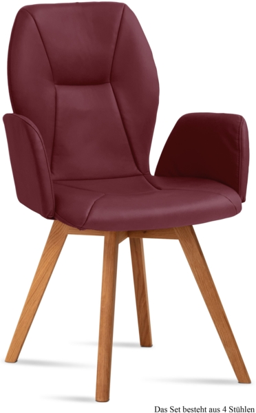 Armlehnstuhl (4er-Set) Donka 58x92x60 Eiche geölt/Marsala