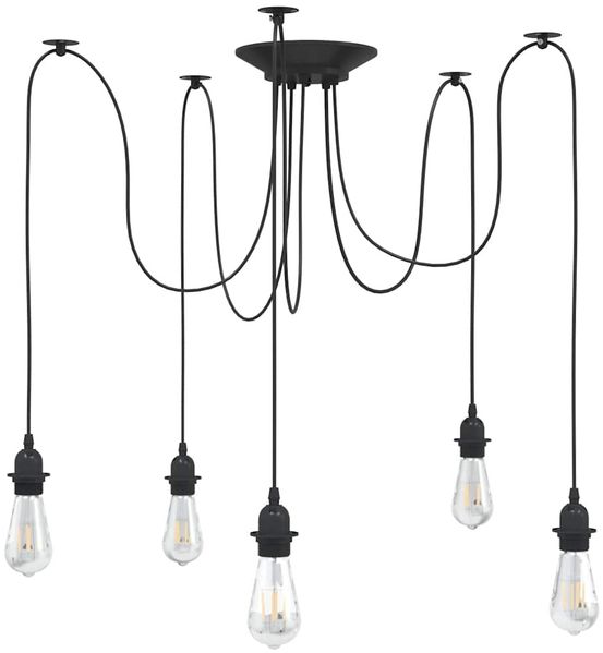 vidaXL Pendelleuchte mit 5 Fassungen E27 Schwarz Metall 4103454