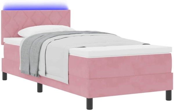 vidaXL LED Boxspringbett mit Matratze Rosa 100 x 200 cm Samt 3342703 Bild 2