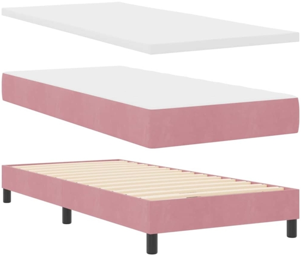 vidaXL LED Boxspringbett mit Matratze Rosa 100 x 200 cm Samt 3342703 Bild 5