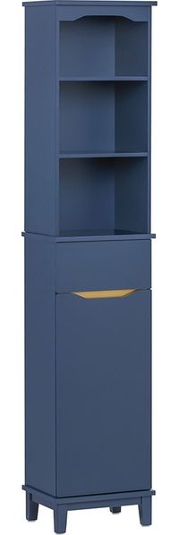 SoBuy BZR112-B Badezimmer-Hochschrank, MDF, Lackiert, Dunkelblau, 35 x 170 x 33 cm