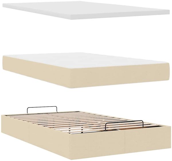 vidaXL Ottoman-Bett mit Matratze & LEDs Creme 120x200 cm Stoff 3313918 Bild 9