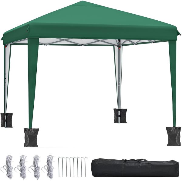 YITAHOME Pavillon 3x3 m, Pop-up-Zelt mit Aufbewahrungstasche, 4 x Sandsäcke,vollständig wasserdicht, zusammenklappbarer Unterstand für Hochzeiten, Partys im Freien, Camping(grün)