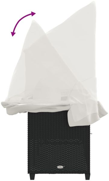 vidaXL Sonnenliege mit Dach und Kissen Schwarz Poly Rattan 368353 Bild 9