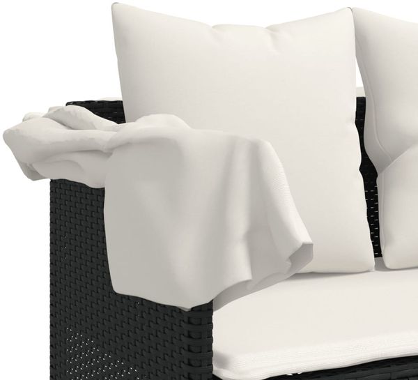 vidaXL Sonnenliege mit Dach und Kissen Schwarz Poly Rattan 368353 Bild 10