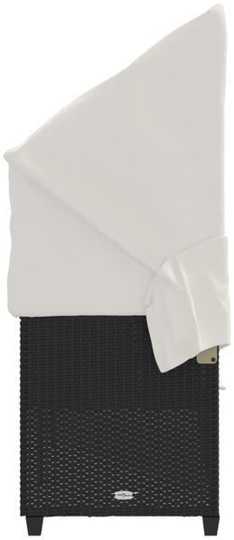 vidaXL Sonnenliege mit Dach und Kissen Schwarz Poly Rattan 368353 Bild 7