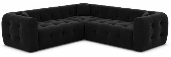 Samtstoff Ecksofa Sevilla L Form - Samtstoff - schwarz