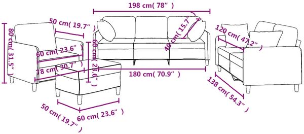 vidaXL 4-tlg. Sofagarnitur mit Kissen Hellgelb Stoff 3202083 Bild 12