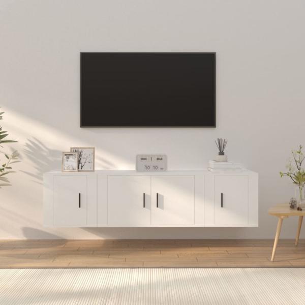 vidaXL 3-tlg. TV-Schrank-Set Weiß Holzwerkstoff 3188398