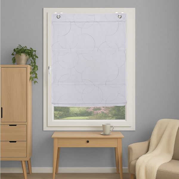 HOME WOHNIDEEN Magnetrollo ADALIA, mit Hakenaufhängung, ohne Bohren und Schrauben, bestickt