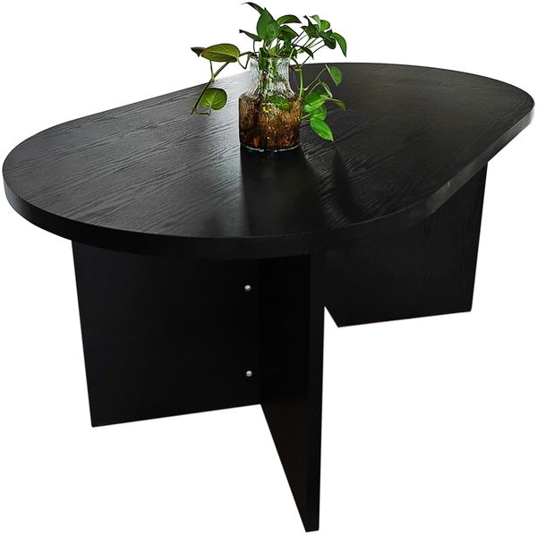 Esstisch 160 x 90 cm Holz Schwarze-Optik gerade Kante oval V-Gestell OVI 150505359