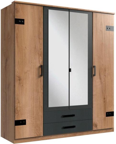 Kleiderschrank CORK Plankeneiche graphit industrial 180 cm