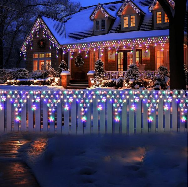 SERBASIC Lichterkette Weihnachten LED Lichterkettenvorhang, 8 Modi, 4/5M, Lichternetz mit Stecker für Inne&Außen Hochzeit Party