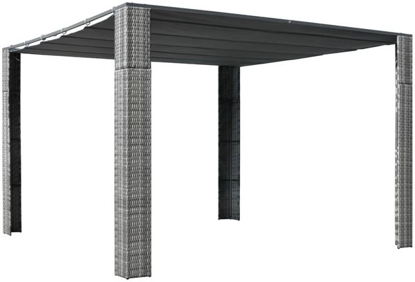 vidaXL Pavillon mit Dach Poly Rattan 300x300x220 cm Grau und Anthrazit 44818