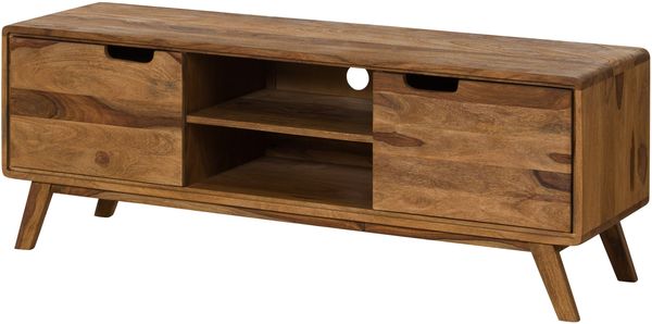 TV-Board Sheesham 134x40x48 natur sandgestrahlt lackiert MALMÖ 2 #219