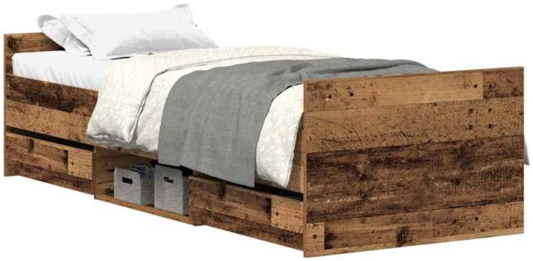 vidaXL Bettgestell ohne Matratze Altholz-Optik 90x200cm Holzwerkstoff 3328803 Bild 2