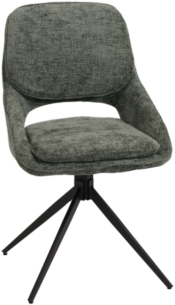 6er-Set Esszimmerstuhl HWC-N73, Küchenstuhl, drehbar Auto-Return, Stoff/Textil Chenille (490g/m²) Öko-Tex ~ grün Bild 7