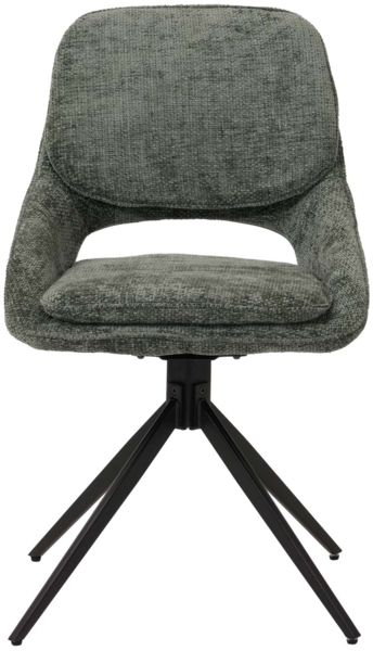 6er-Set Esszimmerstuhl HWC-N73, Küchenstuhl, drehbar Auto-Return, Stoff/Textil Chenille (490g/m²) Öko-Tex ~ grün Bild 4
