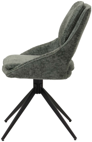 6er-Set Esszimmerstuhl HWC-N73, Küchenstuhl, drehbar Auto-Return, Stoff/Textil Chenille (490g/m²) Öko-Tex ~ grün Bild 5