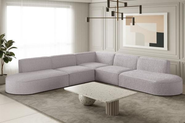 Ecksofa Designersofa PALMA in Stoff Ascot Rose Seite Universal