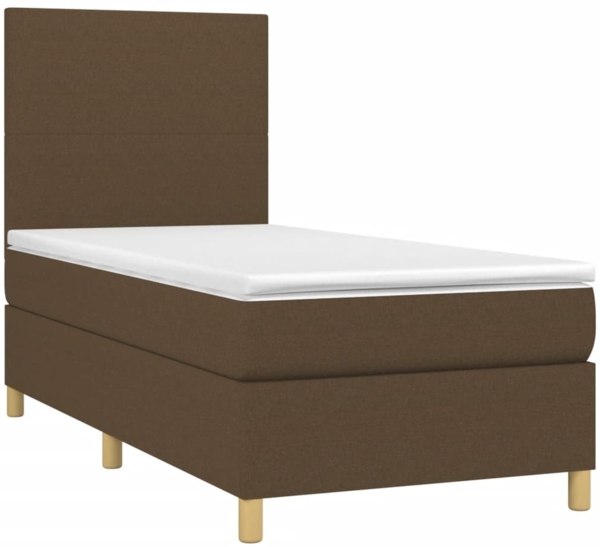 vidaXL Boxspringbett mit Matratze & LED Dunkelbraun 90x190 cm Stoff 3135240 Bild 2