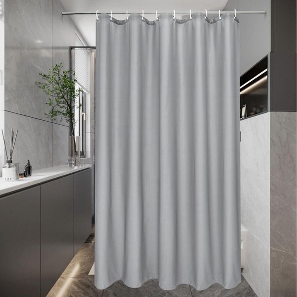 Duschvorhang 150x180cm Grau Textil Wasserabweisend Trocknend 10 Ringe