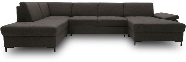 DOMO Collection Capelo FK, Wohnlandschaft mit Schlaffunktion, mit Armlehnfunktion, Federkern, Webstoff pepper, 204 x 348 x 160 cm