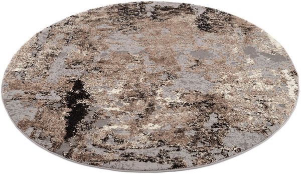 OCI DIE TEPPICHMARKE Teppich JUWEL LIRAY, rund, Höhe: 20 mm, Kurzflor, Wohnzimmer, Marmor Optik, Hoch Tief Effekt