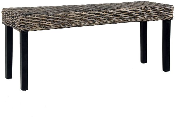 vidaXL Sitzbank 110 cm Schwarz Natur Kubu-Rattan und Massivholz Mahagoni 285790