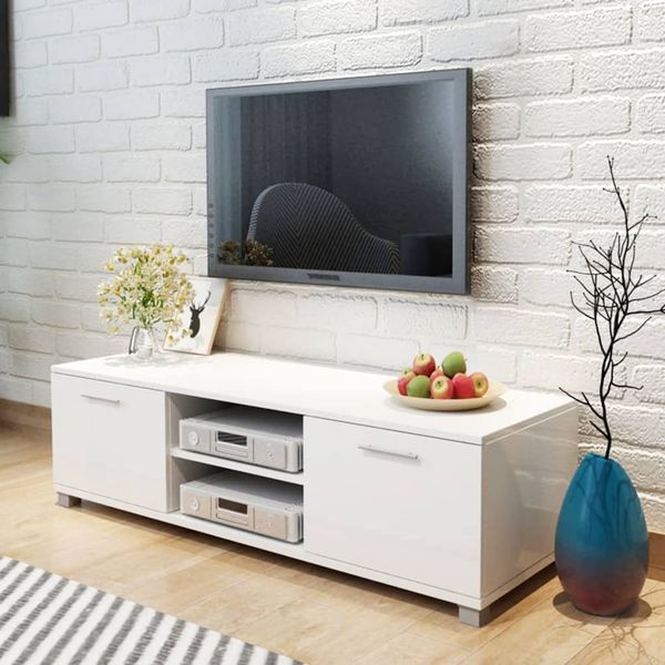 TV-Schrank, TV-Lowboard Hochglanz-Weiß 120x40,5x35 cm