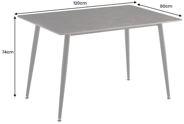 riess-ambiente Esstisch MILANO 120cm grau – Keramik, Metallgestell, Steinoptik (Einzelartikel, 1-St), moderner Küchentisch mit 4 Plätzen – ideal für Küche oder Essbereich