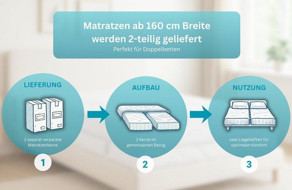 Taschenfederkernmatratze Sonet 24, 7 Zonen Matratze 90x200 cm, 140x200 cm & mehr, OTTO home, 24 cm hoch, Wendematratze H2/H3/H4, ergonomisch, 1000 Federn (bei 100x200 cm)