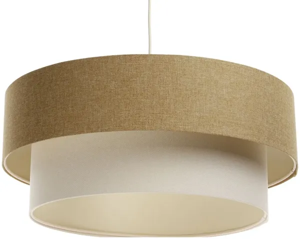 BPS Koncept 061-110-50 Hängeleuchte BOHO ELEGANT E27 1x40W Stoff strukturiert auf PVC-Kunststoff braun, weiß H:91cm Ø50cm dimmbar