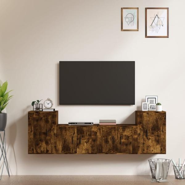 vidaXL 4-tlg. TV-Schrank-Set Räuchereiche Holzwerkstoff 3188547